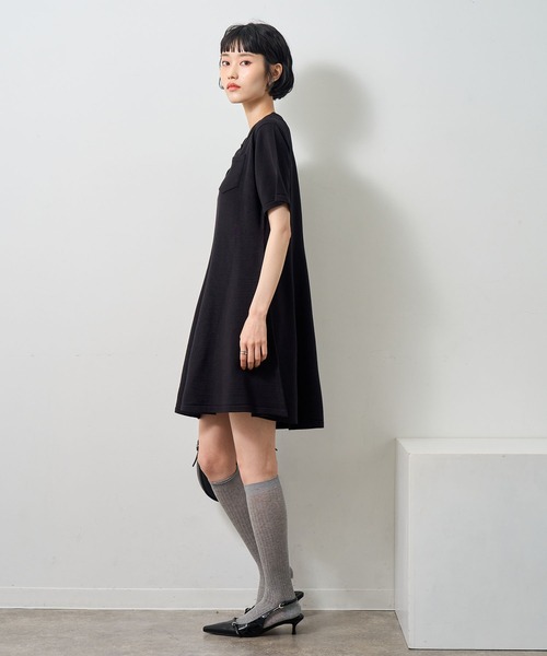 NOGLE(ノグル)の「【NOGLE/ノグル】半袖ポロニットミニワンピース(ワンピース・レディース・グレー/ブラック/ネイビー・FREE)」の14枚目の写真