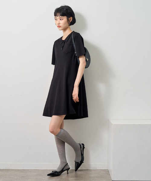 NOGLE(ノグル)の「【NOGLE/ノグル】半袖ポロニットミニワンピース(ワンピース・レディース・グレー/ブラック/ネイビー・FREE)」の10枚目の写真