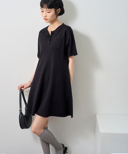 NOGLE(ノグル)の「【NOGLE/ノグル】半袖ポロニットミニワンピース(ワンピース・レディース・グレー/ブラック/ネイビー・FREE)」の12枚目の写真