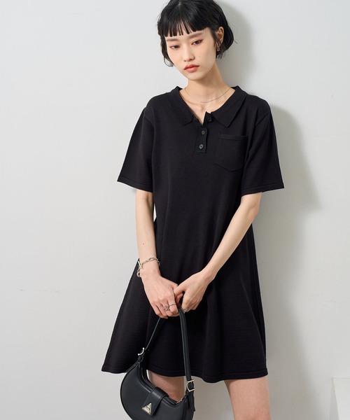 NOGLE(ノグル)の「【NOGLE/ノグル】半袖ポロニットミニワンピース(ワンピース・レディース・グレー/ブラック/ネイビー・FREE)」の13枚目の写真