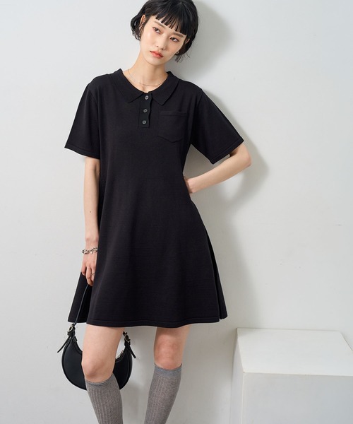 NOGLE(ノグル)の「【NOGLE/ノグル】半袖ポロニットミニワンピース(ワンピース・レディース・グレー/ブラック/ネイビー・FREE)」の11枚目の写真