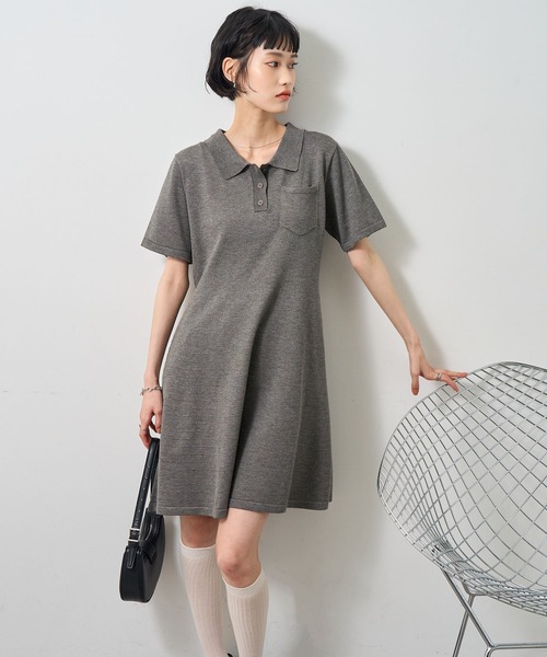 NOGLE(ノグル)の「【NOGLE/ノグル】半袖ポロニットミニワンピース(ワンピース・レディース・グレー/ブラック/ネイビー・FREE)」の18枚目の写真