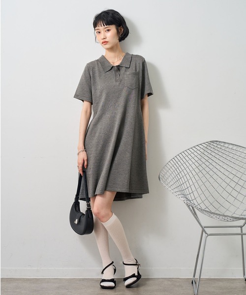 NOGLE(ノグル)の「【NOGLE/ノグル】半袖ポロニットミニワンピース(ワンピース・レディース・グレー/ブラック/ネイビー・FREE)」の19枚目の写真