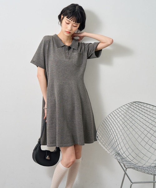 NOGLE(ノグル)の「【NOGLE/ノグル】半袖ポロニットミニワンピース(ワンピース・レディース・グレー/ブラック/ネイビー・FREE)」の16枚目の写真