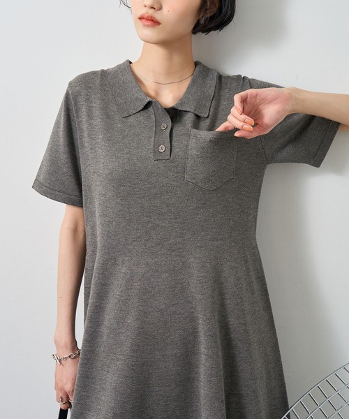 NOGLE(ノグル)の「【NOGLE/ノグル】半袖ポロニットミニワンピース(ワンピース・レディース・グレー/ブラック/ネイビー・FREE)」の17枚目の写真
