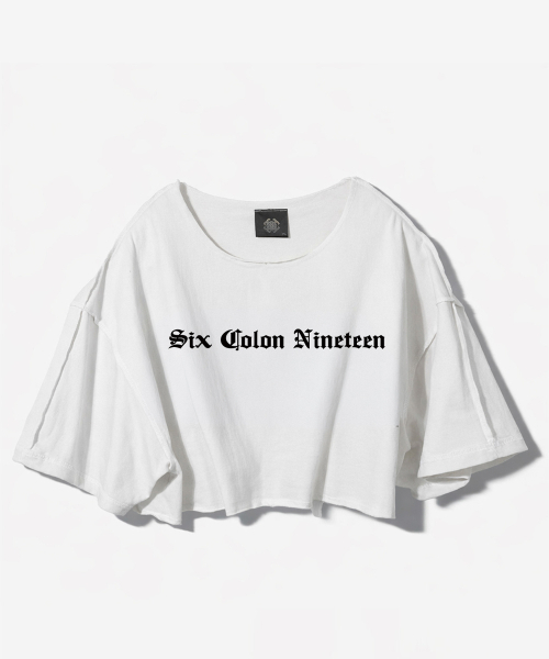 コロン♪ SIX COLON NINETEEN RAW EDGE CROP SHORT SLEEVE - WHITE（Tシャツ
