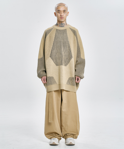 AJOBYAJO（アジョバイアジョ）の「Paneled Mixed Knit Sweater [BEIGE]（ニット/セーター・メンズ・その他・LARGE/X-LARGE）」の6枚目の写真