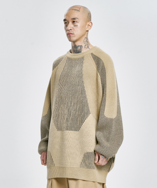 AJOBYAJO（アジョバイアジョ）の「Paneled Mixed Knit Sweater [BEIGE]（ニット/セーター・メンズ・その他・LARGE/X-LARGE）」の8枚目の写真