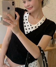 HALEY PESCA/ドット柄インナーレイヤードトップス
