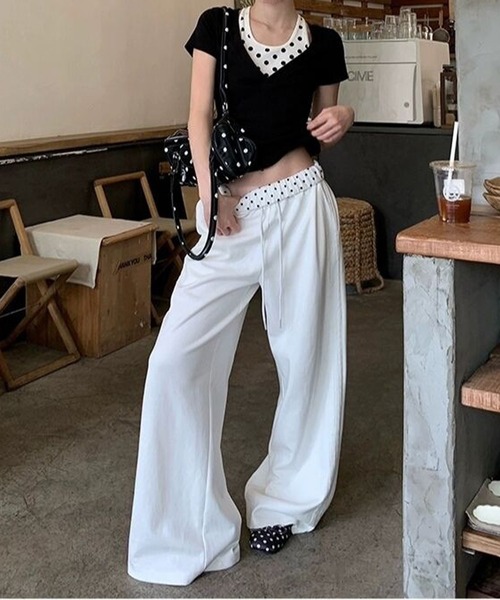 HALEY PESCA（ヘーリーペスカ）の「HALEY PESCA/ドット柄インナーレイヤードトップス（Tシャツ/カットソー・レディース・ブラック・MEDIUM/SMALL）」の8枚目の写真