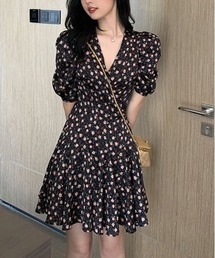 セール】Back ribbon flare mini onepiece（ワンピース）｜M me eme