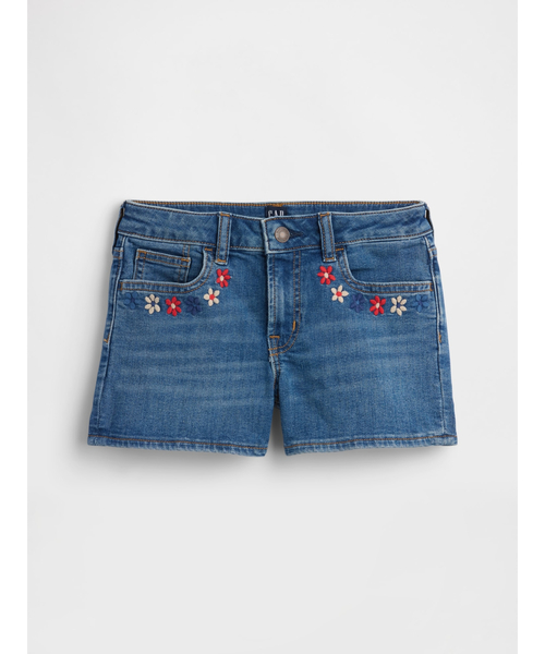GAP(ギャップ)の「ハイライズ 刺しゅう デニム ショートパンツ (キッズ)(デニムパンツ・キッズ・マルチ・130cm/140cm)」の1枚目の写真