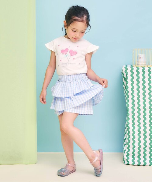 apres les cours（アプレレクール）の「ティアードスカート風キュロット（その他パンツ・キッズ・チェック/オレンジ/パープル/ブラック・100/110/120/130/140/80/90）」の6枚目の写真