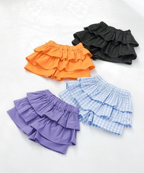 apres les cours（アプレレクール）の「ティアードスカート風キュロット（その他パンツ・キッズ・チェック/オレンジ/パープル/ブラック・100/110/120/130/140/80/90）」の12枚目の写真
