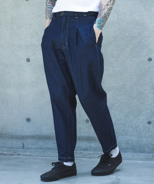 MR.OLIVE(ミスターオリーブ)の「10oz NATURAL SLUB DENIM / BELTED WIDE TAPERD PANTS /M263104(デニムパンツ・メンズ・ブラック/インディゴブルー・SMALL/LARGE/MEDIUM)」の3枚目の写真