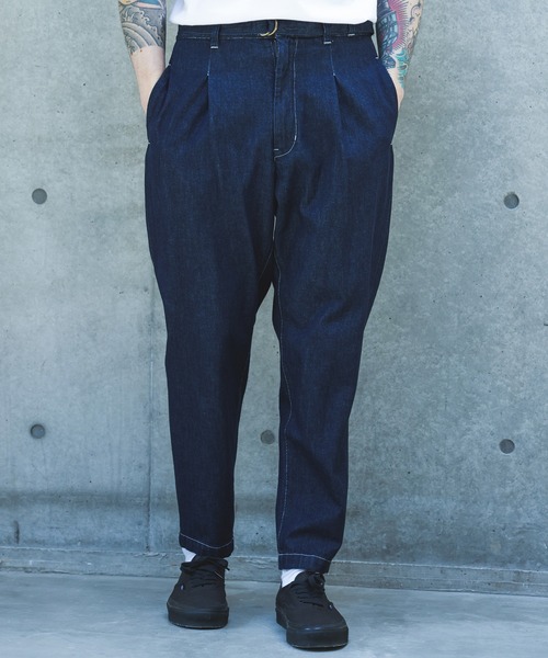 MR.OLIVE(ミスターオリーブ)の「10oz NATURAL SLUB DENIM / BELTED WIDE TAPERD PANTS /M263104(デニムパンツ・メンズ・ブラック/インディゴブルー・SMALL/LARGE/MEDIUM)」の4枚目の写真