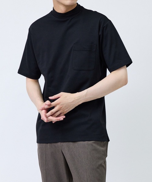 JUN STANDARD PICKS(ジュンスタンダードピックス)の「CVCリバーレイズドネックTシャツ(Tシャツ/カットソー・メンズ・ブラック/ホワイト系その他/ベージュ系その他・S/M/LL/L)」の1枚目の写真