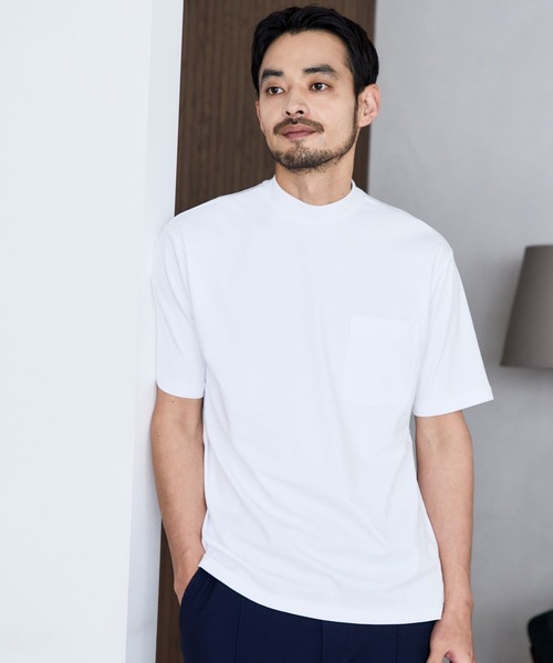 JUN STANDARD PICKS(ジュンスタンダードピックス)の「CVCリバーレイズドネックTシャツ(Tシャツ/カットソー・メンズ・ブラック/ホワイト系その他/ベージュ系その他・S/M/LL/L)」の4枚目の写真