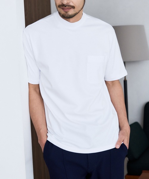JUN STANDARD PICKS(ジュンスタンダードピックス)の「CVCリバーレイズドネックTシャツ(Tシャツ/カットソー・メンズ・ブラック/ホワイト系その他/ベージュ系その他・S/M/LL/L)」の5枚目の写真