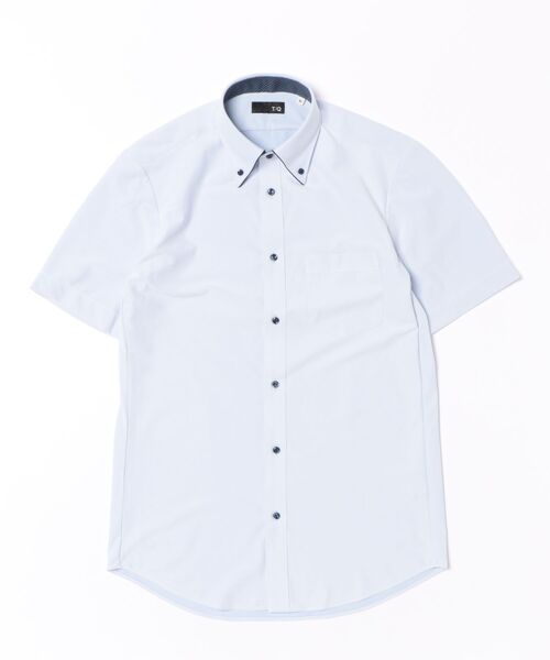 TAKA-Q（タカキュー）の「ワイシャツ メンズ ストレッチ 吸水速乾 ノンアイロン ボタンダウン 半袖 ビジネス ドレス NEWスタンダードフィット（ビジネスシャツ・メンズ・サックスブルー・X-LARGE/3L/S/MEDIUM/LARGE）」の2枚目の写真
