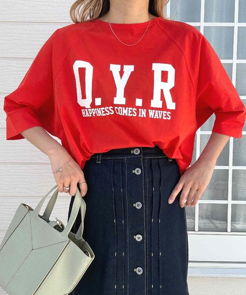 Q（キュー）の「シルケットロゴTシャツ（Tシャツ/カットソー・レディース・ホワイト/ライトグレー/レッド・MEDIUM）」の3枚目の写真