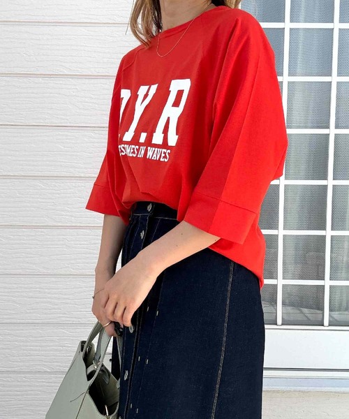 Q（キュー）の「シルケットロゴTシャツ（Tシャツ/カットソー・レディース・ホワイト/ライトグレー/レッド・MEDIUM）」の14枚目の写真