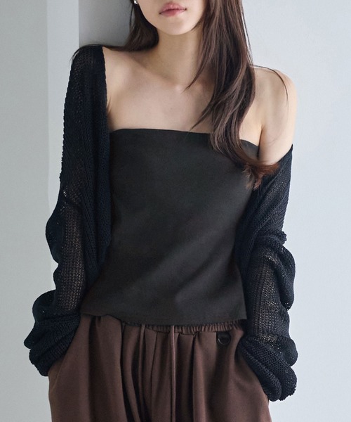 CHAN ME(チャンミ)の「カップ付きベアトップ(チューブトップ・レディース・ホワイト/ブラック・MEDIUM/LARGE)」の2枚目の写真