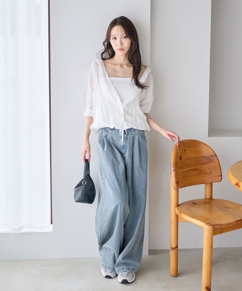 CHAN ME(チャンミ)の「カップ付きベアトップ(チューブトップ・レディース・ホワイト/ブラック・MEDIUM/LARGE)」の5枚目の写真