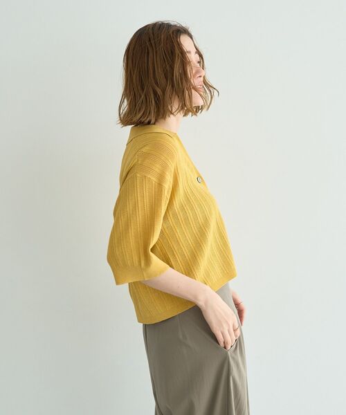 YECCA VECCA(イェッカヴェッカ)の「ストライプメッシュニットカーディガン(カーディガン/ボレロ・レディース・アイボリー/イエロー/ブラック・FREE)」の18枚目の写真