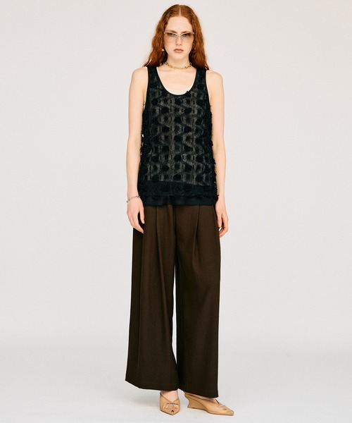 PRANK PROJECT（プランクプロジェクト）の「フラワーメッシュレイヤータンク / Flower Mesh Layer Tank（タンクトップ・レディース・ブラック/ホワイト・FREE）」の4枚目の写真