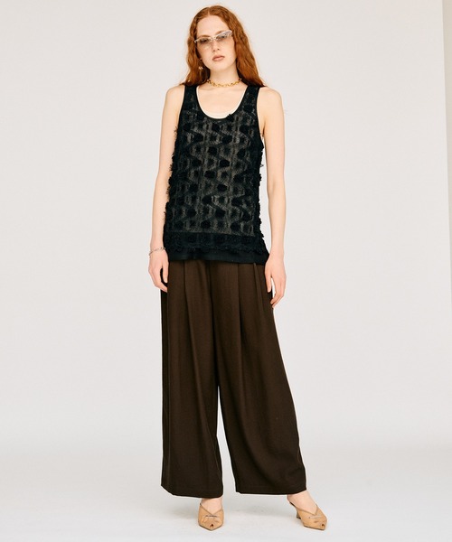 PRANK PROJECT（プランクプロジェクト）の「フラワーメッシュレイヤータンク / Flower Mesh Layer Tank（タンクトップ・レディース・ブラック/ホワイト・FREE）」の5枚目の写真