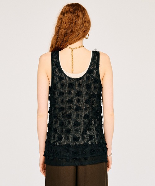 PRANK PROJECT（プランクプロジェクト）の「フラワーメッシュレイヤータンク / Flower Mesh Layer Tank（タンクトップ・レディース・ブラック/ホワイト・FREE）」の13枚目の写真