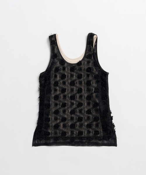 PRANK PROJECT（プランクプロジェクト）の「フラワーメッシュレイヤータンク / Flower Mesh Layer Tank（タンクトップ・レディース・ブラック/ホワイト・FREE）」の22枚目の写真