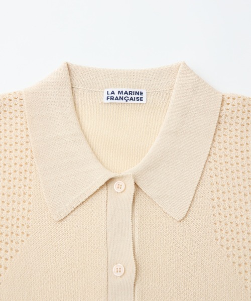LA MARINE FRANCAISE（マリン フランセーズ）の「透かし柄ポロニット（ニット/セーター・レディース・キャメル/オフホワイト/ネイビー・FREE）」の6枚目の写真