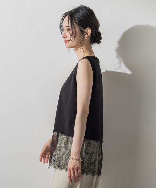 LAUTREAMONT(ロートレアモン)の「レースドッキングインナー(Tシャツ/カットソー・レディース・ホワイト/ブラック・9号)」の3枚目の写真