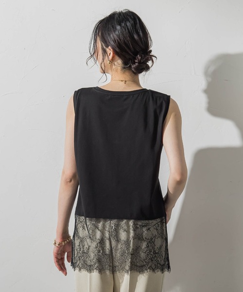 LAUTREAMONT(ロートレアモン)の「レースドッキングインナー(Tシャツ/カットソー・レディース・ホワイト/ブラック・9号)」の4枚目の写真