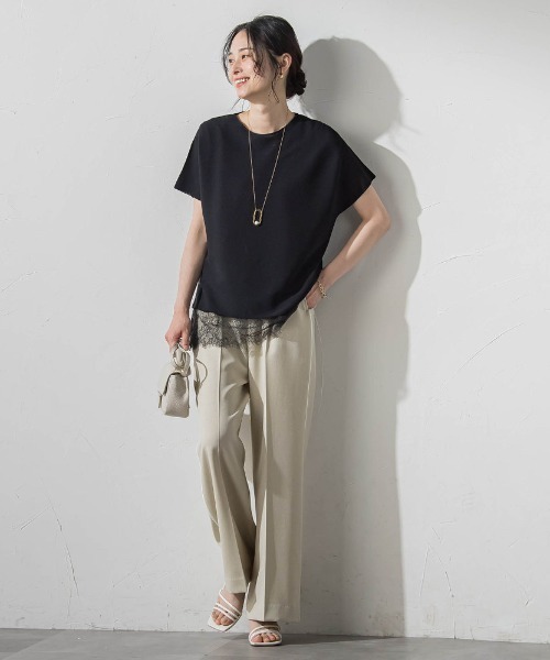 LAUTREAMONT(ロートレアモン)の「レースドッキングインナー(Tシャツ/カットソー・レディース・ホワイト/ブラック・9号)」の5枚目の写真