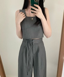 ノースリーブトップスワイドパンツセットアップ