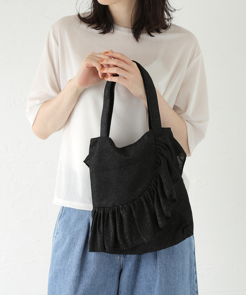 B.C STOCK(ベーセーストック)の「T.S.L/ティーエスエル フリルトートバッグ(トートバッグ・レディース・ブラック/シルバー/ベージュ・FREE)」の14枚目の写真