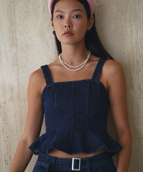 SOEMIN（ソミン）の「Denim bustier／ペプラムデニムビスチェ（その他トップス・レディース・インディゴブルー・FREE）」の7枚目の写真