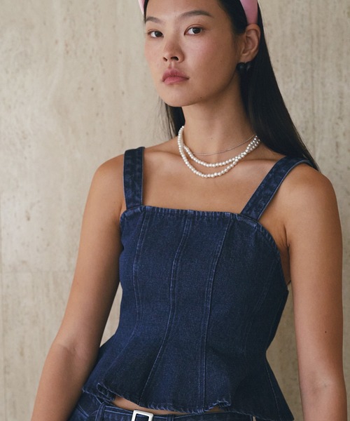 SOEMIN（ソミン）の「Denim bustier／ペプラムデニムビスチェ（その他トップス・レディース・インディゴブルー・FREE）」の6枚目の写真