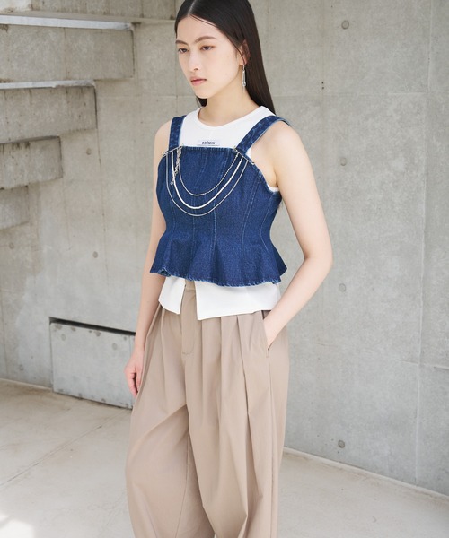 SOEMIN（ソミン）の「Denim bustier／ペプラムデニムビスチェ（その他トップス・レディース・インディゴブルー・FREE）」の13枚目の写真
