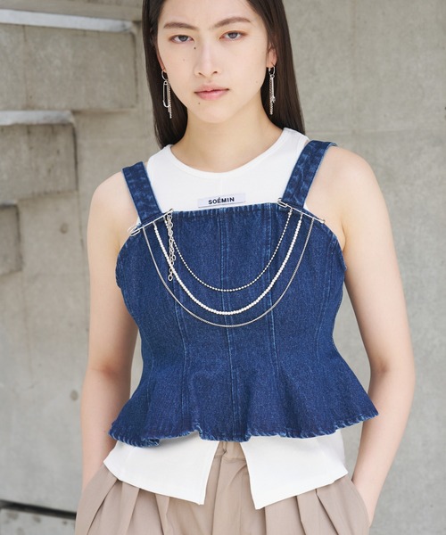 SOEMIN（ソミン）の「Denim bustier／ペプラムデニムビスチェ（その他トップス・レディース・インディゴブルー・FREE）」の15枚目の写真