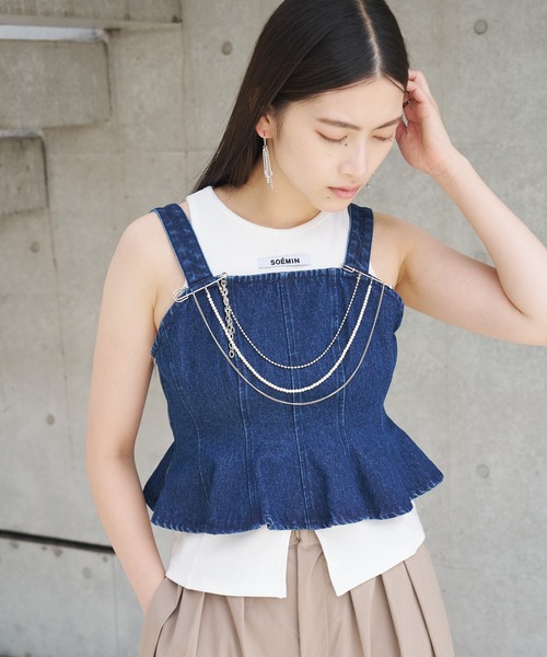 SOEMIN（ソミン）の「Denim bustier／ペプラムデニムビスチェ（その他トップス・レディース・インディゴブルー・FREE）」の16枚目の写真