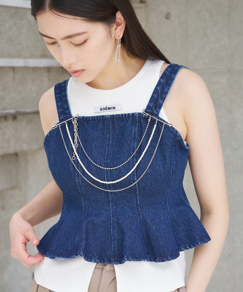 SOEMIN（ソミン）の「Denim bustier／ペプラムデニムビスチェ（その他トップス・レディース・インディゴブルー・FREE）」の14枚目の写真