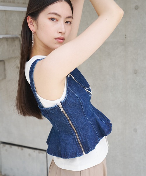 SOEMIN（ソミン）の「Denim bustier／ペプラムデニムビスチェ（その他トップス・レディース・インディゴブルー・FREE）」の18枚目の写真