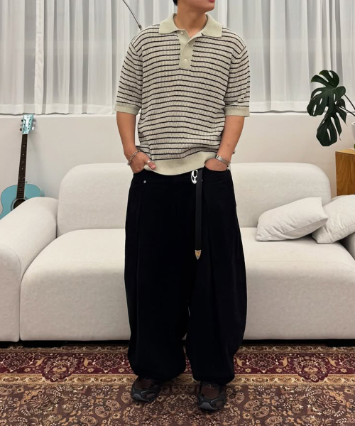 INTEMPOMOOD(インテンポムード)の「ハニービーストライプカラー ニットウェア_ベージュ(ニット/セーター・レディース・ベージュ・LARGE/MEDIUM/X-LARGE)」の8枚目の写真