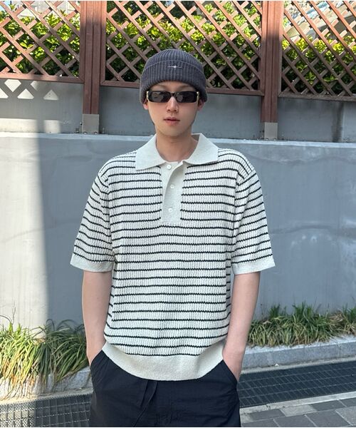 INTEMPOMOOD(インテンポムード)の「ハニービーストライプカラー ニットウェア_ベージュ(ニット/セーター・レディース・ベージュ・LARGE/MEDIUM/X-LARGE)」の13枚目の写真