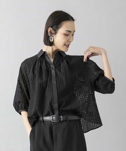 etre tokyo ボーラーレースブラウス ブラック ボーラーレースブラウス（シャツ/ブラウス）｜MICHEL KLEIN