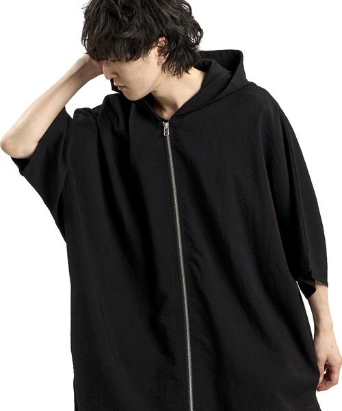 NO ID.(ノーアイディ)の「【NO ID.】Linen Touch Hood Dolman Big Zip Shirt / リネン タッチ フード ドルマン ビッグ ジップ シャツ(シャツ/ブラウス・メンズ・グレー/ブラック/ホワイト・ONE SIZE)」の2枚目の写真
